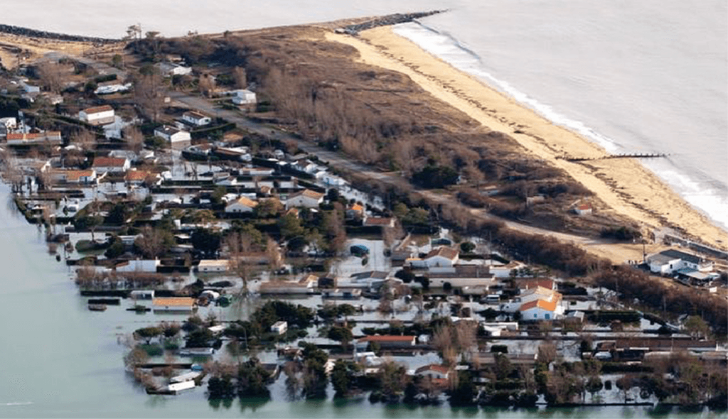 vue aérienne la Faute-sur-mer inondée